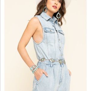 Free People Denim Jumpsuit